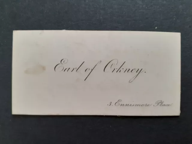 c1860s Calling Card Earl of Orkney to Mrs William Johnson