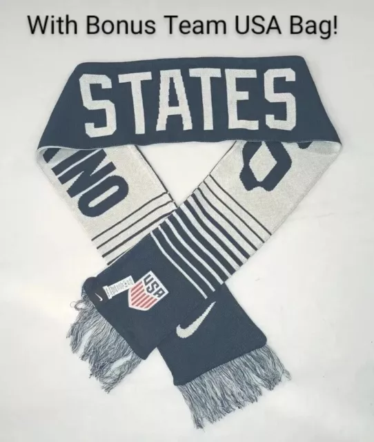 New Nike USA Soccer Team Scarf Reversible ONLY FORWARD Navy White W/Bonus!