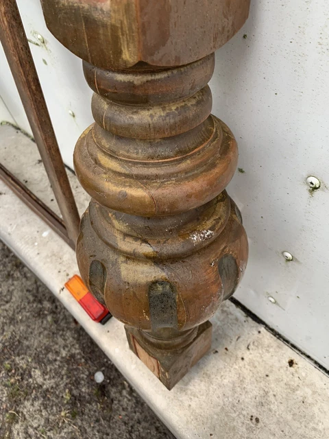 Vtg Newel Post Porch Thick Column Wood Architectural Salvage Craft 21 1/8” Tall 3