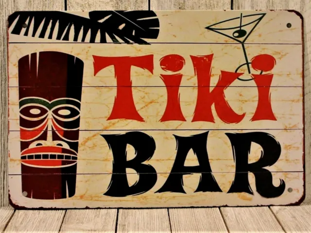 Tiki Bar Aloha Tin Metal Poster Sign Beach  Man Cave Hawaii Hawaiian xz