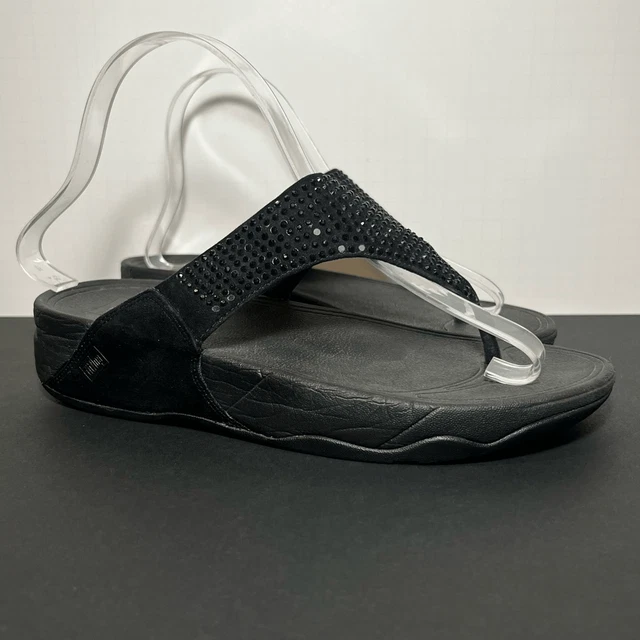 Womens FITFLOP Rokkit Black Diamond Flip Flop Sandals / Size 7