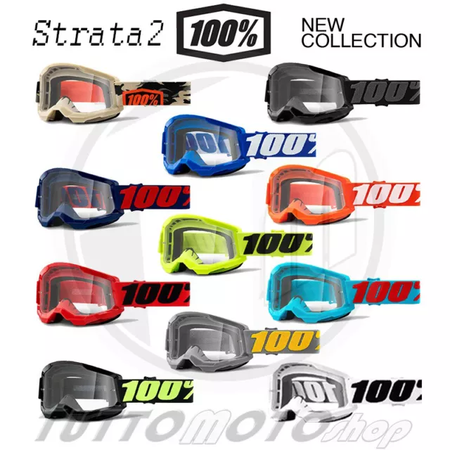 Mascherina Occhiali Maschera 100% Strata 2 Trasparenti Offroad Moto Cross Enduro