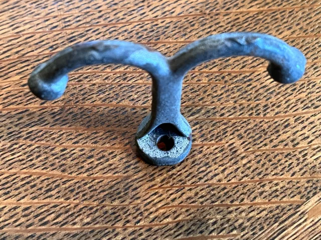 VTG Double Ball Tip Porch Ceiling Plant Chime Lantern Hook Barn Tack Rusty Gray 3
