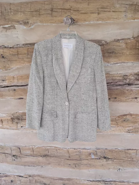 Barrie Pace Ltd. Women's Blazer Tweed 100% Silk Tan Neutral Blend Size 8