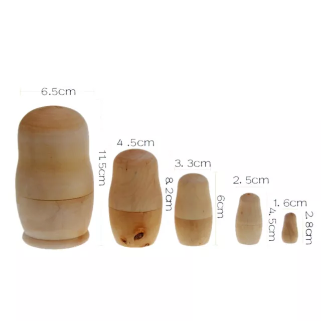 5 Pcs/set Unpainted Nesting Dolls Wooden DIY Blank Embryos Matryoshka Toy_ti'JN 3