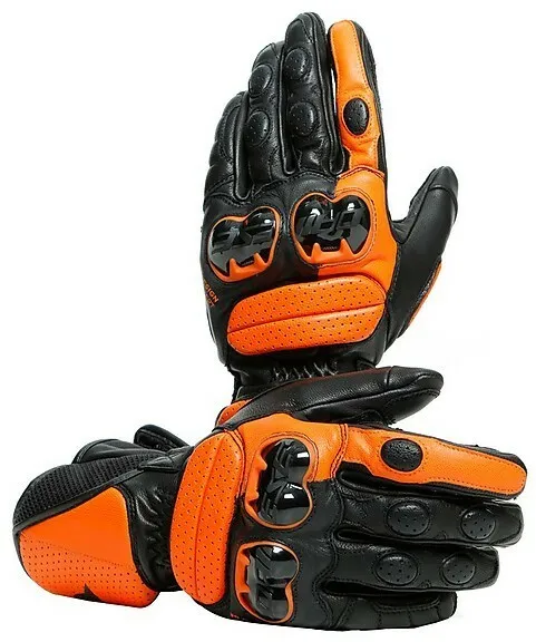 Guanti pelle lunghi moto Dainese Impeto arancione black orange gloves sport