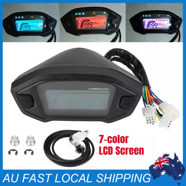 Motorcycle Digital 12V LED Speedometer Tachometer Speed Gauge 1-6 Gear Indicator