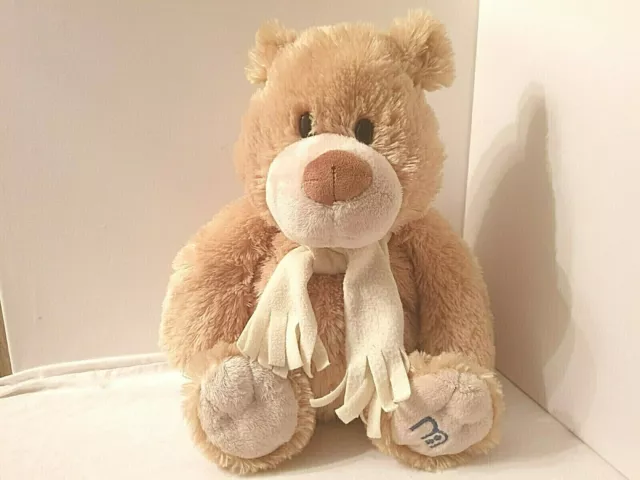 Retired Vintage MOTHERCARE Large Beige Teddy Bear With Scarf Soft Plush Toy 15"