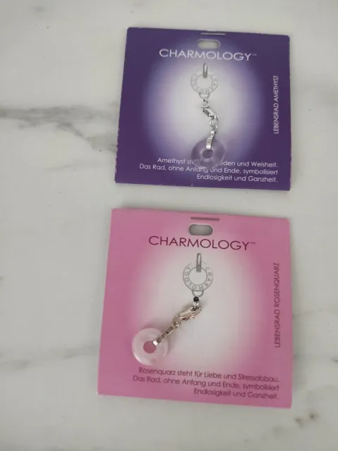 CHARMOLOGY set of 2 charms Amethyst + Rose Quartz NEW