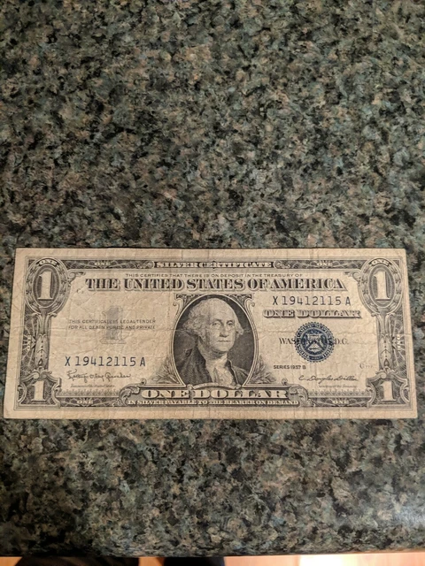 1957 $1 One Dollar Silver Certificate Blue Seal Average Circulated Condition