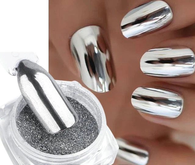 2 Stück Chrom-Nagelpuder – Spiegeleffekt-Glitzer, Metallic-Look, Für UV-Gel, Acryl & Naturnägel