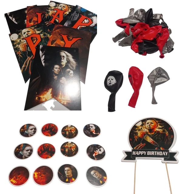 Mike Myers Halloween Completo Fiesta Cumpleaños Set Globos Bandera Pastel Topper