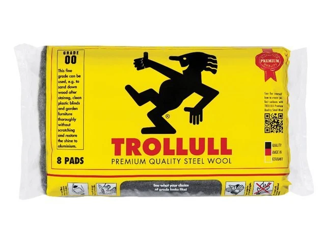 Trollull - Extra Large Steel Wool Pads Grade 00 (Pack 8)