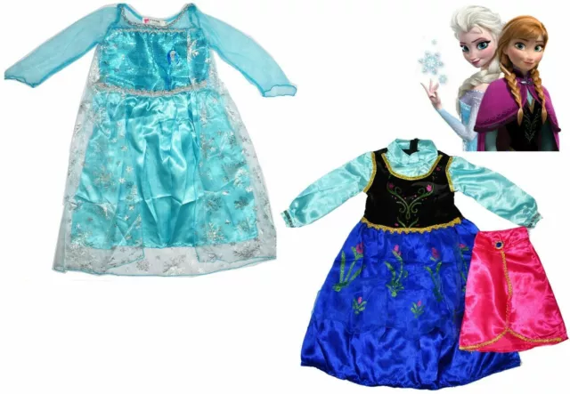 New Kids Costume Disney Frozen Fever Anna  Elsa Dress Up Outfit Party Children