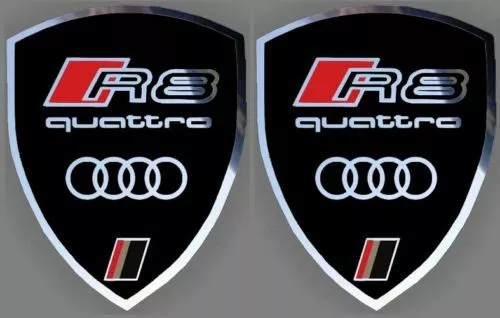 2 autocollants stickers autocollants noir chrome AUDI R8 (idéal ailes avant)