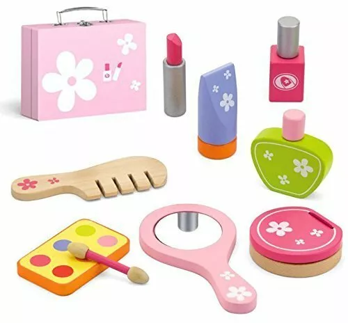 TOP RACE 9 Pezzi Bellezza Set Giocattolo per Bambine - Legno Kit Con Custodia