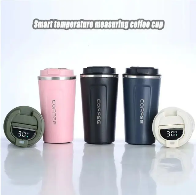new Insulated Coffee Mug Cup Travel Thermal Stainless Steel Temperature Display 2