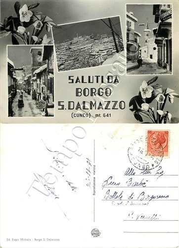 Cartolina Saluti da Borgo San Dalmazzo, vedutine - Cuneo, 1956