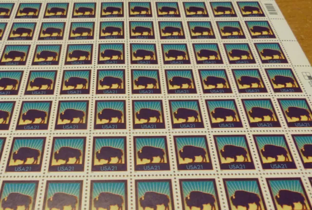 #3467 AMERICAN BUFFALO Bison  21 cent Full mint sheet of 100 NH OG