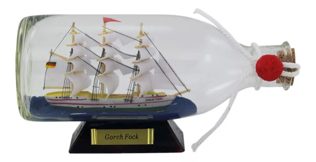 Flaschenschiff - Gorch Fock Buddelschiff Holz/Glas Ø=6cm Sea4You