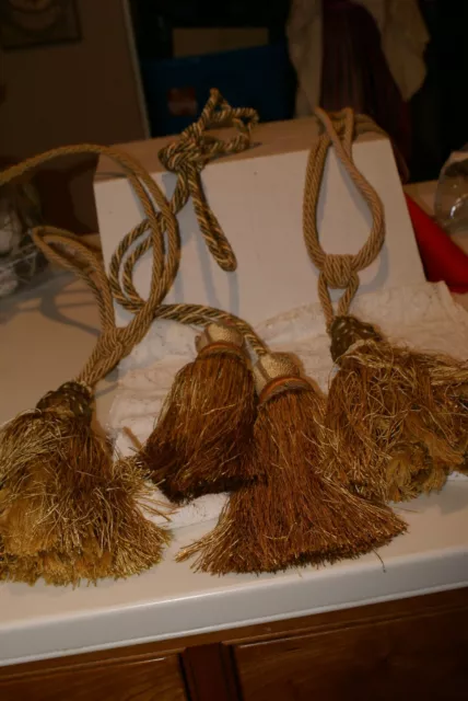 Large Drapery Tie Backs Braided Cord Fringe Tassels - Gold (2)TOGETHER(2X1) ATTA