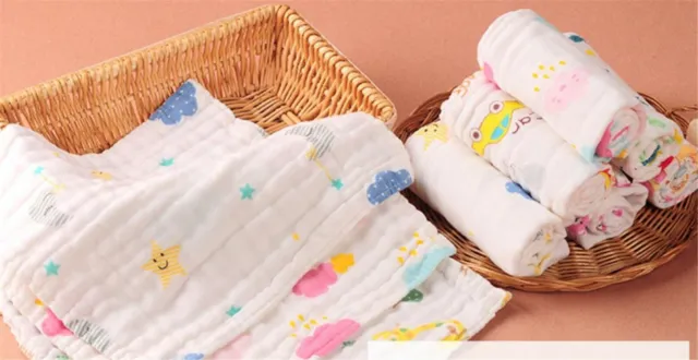 3x Baby New Born Gauze Muslin Square Cotton Bath Wash cloths bibs Towel 30*30