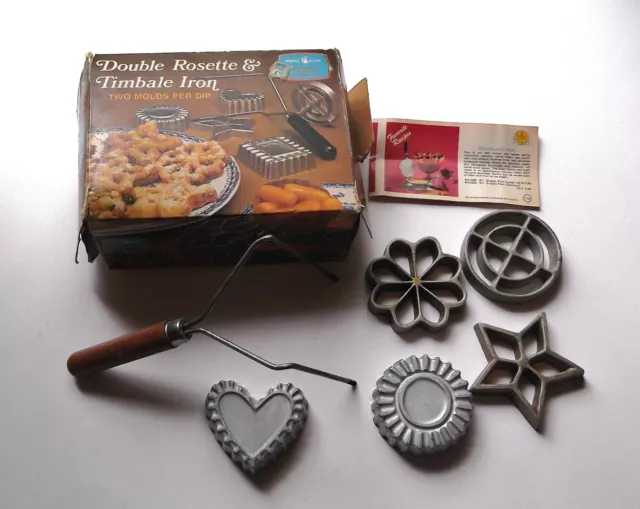 Vintage Nordic Ware DOUBLE ROSETTE & TIMBALE IRON Set  Original Box DOUBLE Molds