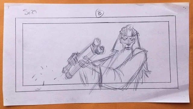 "Atlantis" Pencil Layout Drawing King of Atlantis With Scroll Disney 2001