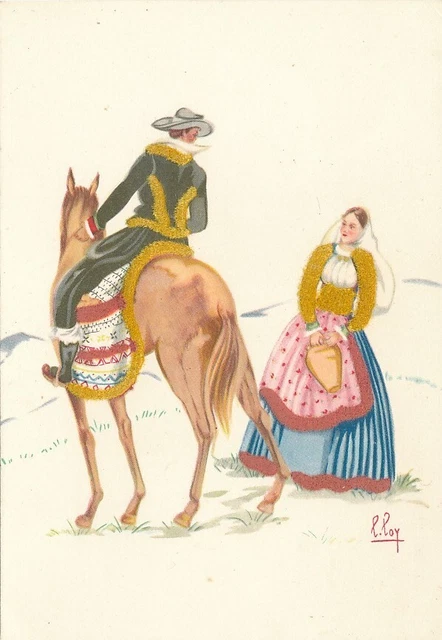 Cartolina Costumi Sardegna Teulada Tempera di Lola Loy Non Viaggiata