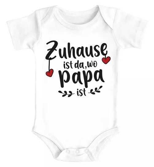 Baby Body für Mädchen & Jungen  Zuhause ist da wo Papa/Mama ist Herz kurzarm