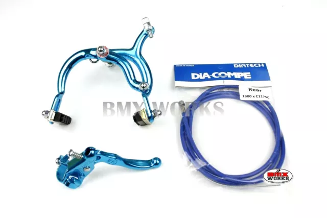 Genuine Dia-Compe MX890 - MX121 Rear Brake Kit Bright Blue - Suits Old School BM