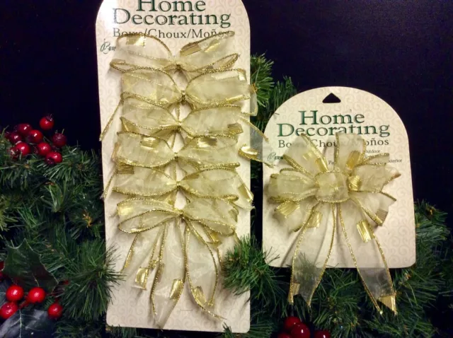 7 Arcs De Noël Or « Multi-Usage » Ruban Décorations Arbres Couronnes Guirlandes