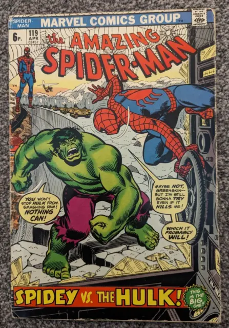The Amazing Spider-Man 119. Marvel Comics 1973. Featuring The Hulk