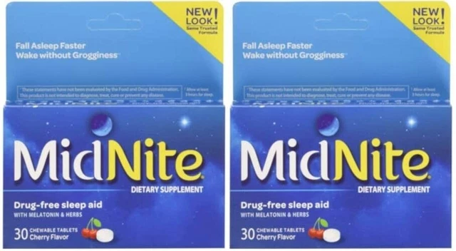 Ayuda para dormir MidNite para insomnio ocasional, -60 PESTAÑAS Acaba de llegar - Nuevo