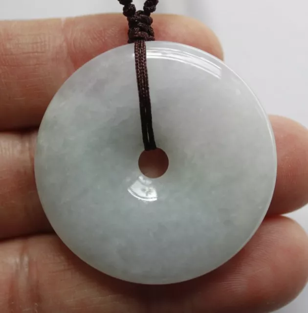 Certified Natural Type A Untreated Light Green Jadeite JADE Circle Donut Pendant