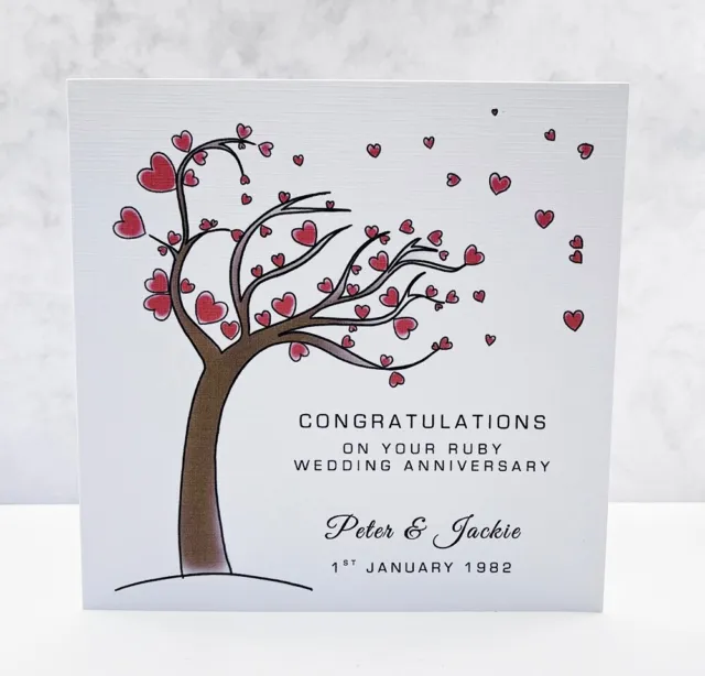 Personalised Ruby Wedding Anniversary Card - 40 years / Any Anniversary