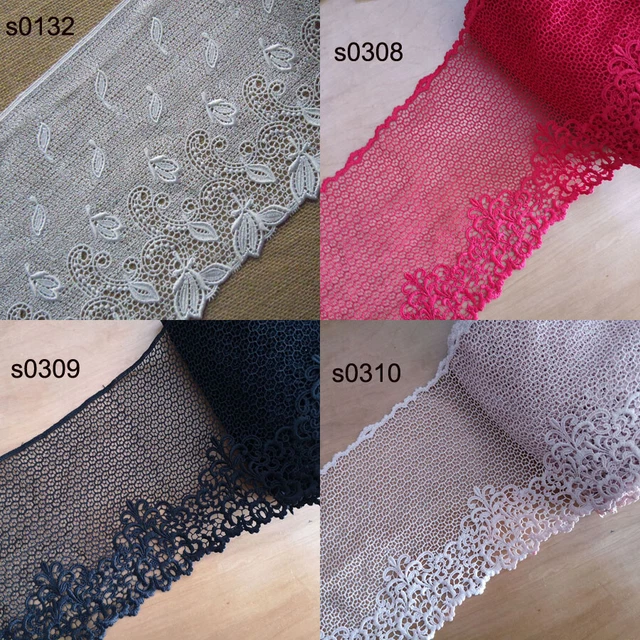 6.5" - 7.5'' Wide Rayon Venise Floral Lace Trim Red,Black,Fleshcolor,White zhs35