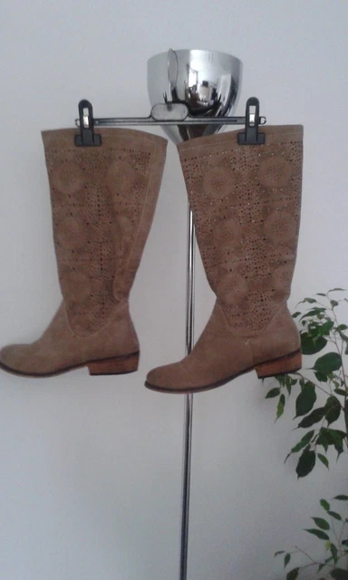 Bottes Cavalières En Cuir Taupe – Femme Taille 39 – Neuves Sans Boîte
