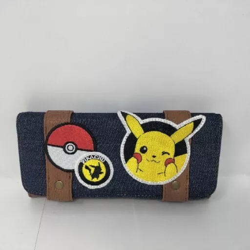 Pokemon  Loungefly Wallet Denim & Faux Leather Pikachu Pokeball