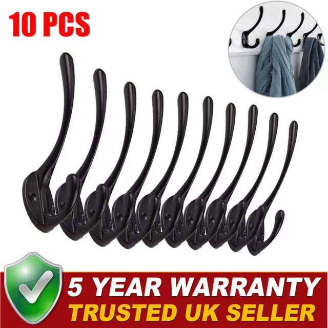 10Pcs Double Coat Hook Cast Iron Hanger Hook Classic Antique Industrial Style