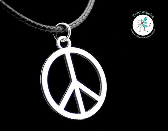 Halskette Friedenszeichen Hippie Peace Retro Amulett Glücksbringer Geschenkidee
