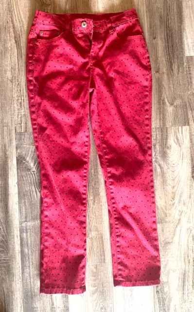 DG2 Diane Gilman Womens Red with Blue Stars Stretch Jeans Pants 2P