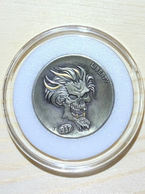 Hobo Nickel Custom Skull W/24k Gold Inlay By Gediminas Palsis