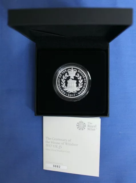 2017 Silver Piedfort Proof £5 Crown coin "House of Windsor" in Case with COA