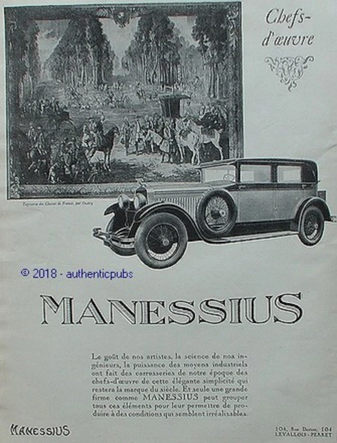 Publicite Manessius Carrosserie Chasses De France Par Oudry De 1927 French Ad