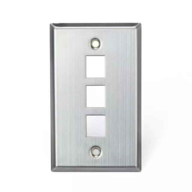 Leviton 43080-1S3 QuickPort Wallplate, Single Gang, 3-Port, Stainless Steel NEW