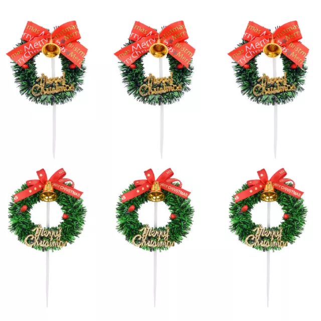 6 Pcs Cake Decoration Cupcake Toppers Christmas Party Picks Insert Card