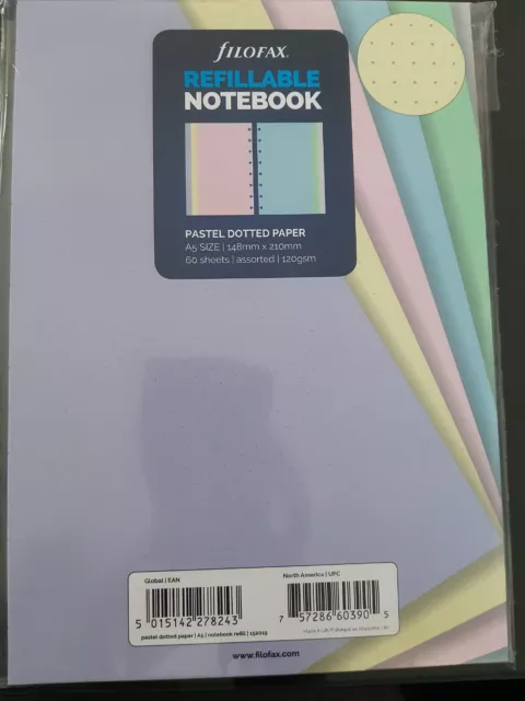 Filofax Refillable Notebook: Pastel Dotted Paper