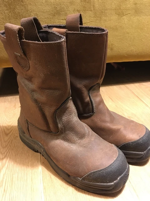 DR MARTENS RIGGER Boots Uk Eu43 Dm Brown Grip-Trax Steel Toe