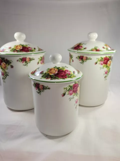 Royal Albert Old Country Roses Fine China Canister Set Of 3